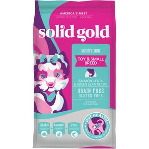 Solid Gold Mighty Mini Gut Health Small & Toy Breed Grain-Free Salmon, Lentil & Green Bean Dry Dog Food, 4-lb bag