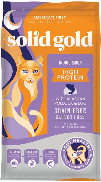 Solid Gold Indigo Moon High Protein Wild Alaskan Pollock & Eggs Recipe Grain-Free Dry Cat Food, 6-lb bag slide 1 of 8