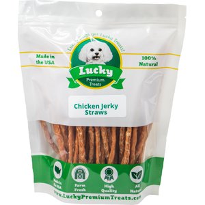 Lucky Premium Treats Chicken Jerky Straws Dog Treats, 16-oz bag
