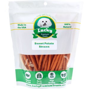 Lucky Premium Treats Sweet Potato Straws Dehydrated Dog Treats, 16-oz bag