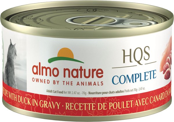 Almo Nature HQS Complete Chicken with Duck Grain-Free Canned Cat Food, 2.47-oz, case of 12 slide 1 of 9