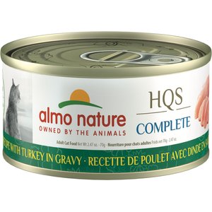 Almo Nature HQS Complete Chicken with Turkey Grain-Free Canned Cat Food, 2.47-oz, case of 12