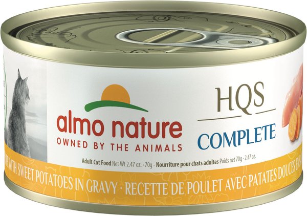 Almo Nature HQS Complete Chicken with Sweet Potatoes Grain-Free Canned Cat Food, 2.47-oz, case of 12 slide 1 of 9