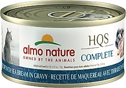 Almo Nature HQS Complete Mackerel with Sea Bream Grain-Free Canned Cat Food, 2.47-oz, case of 12