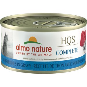Almo Nature HQS Complete Tuna with Sardine Grain-Free Canned Cat Food, 2.47-oz, case of 12