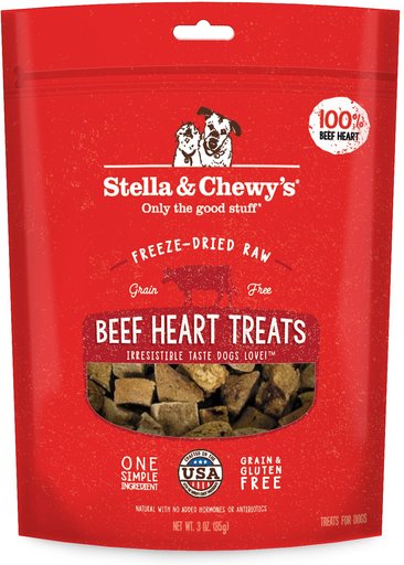 Stella & Chewy's Beef Heart Freeze-Dried Raw Dog Treats, 3-oz bag