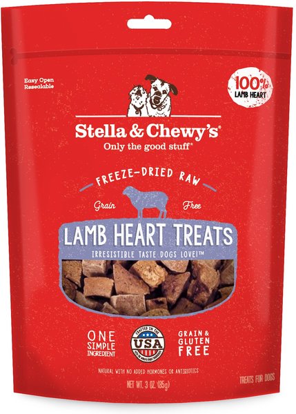 Stella & Chewy's Lamb Heart Freeze-Dried Raw Dog Treats, 3-oz bag slide 1 of 6