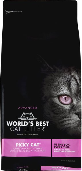 World's Best Picky Cat Unscented Clumping Corn Cat Litter, 24-lb bag slide 1 of 8