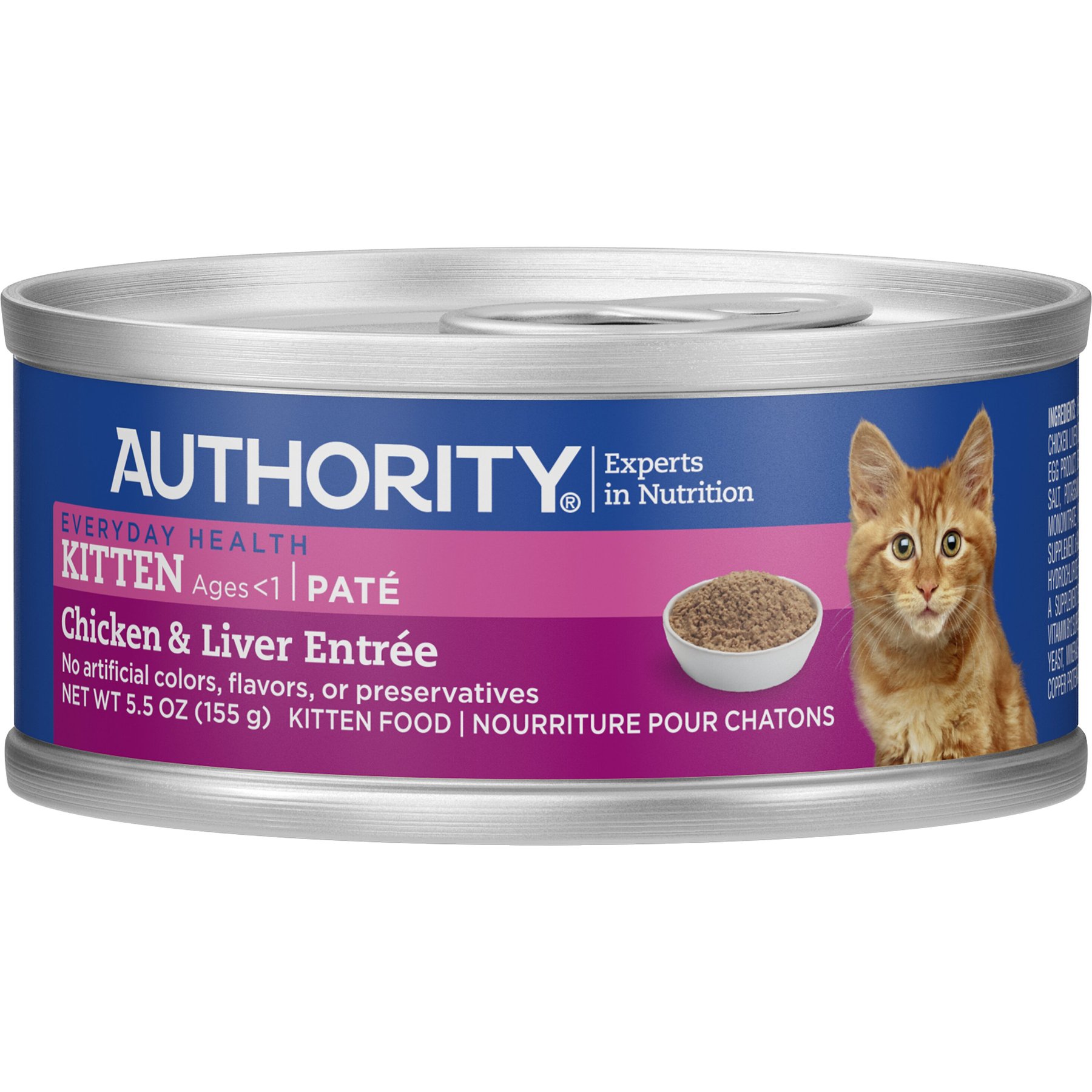 AUTHORITY Chicken Liver Entree Kitten Pate Canned Cat Food 5.5