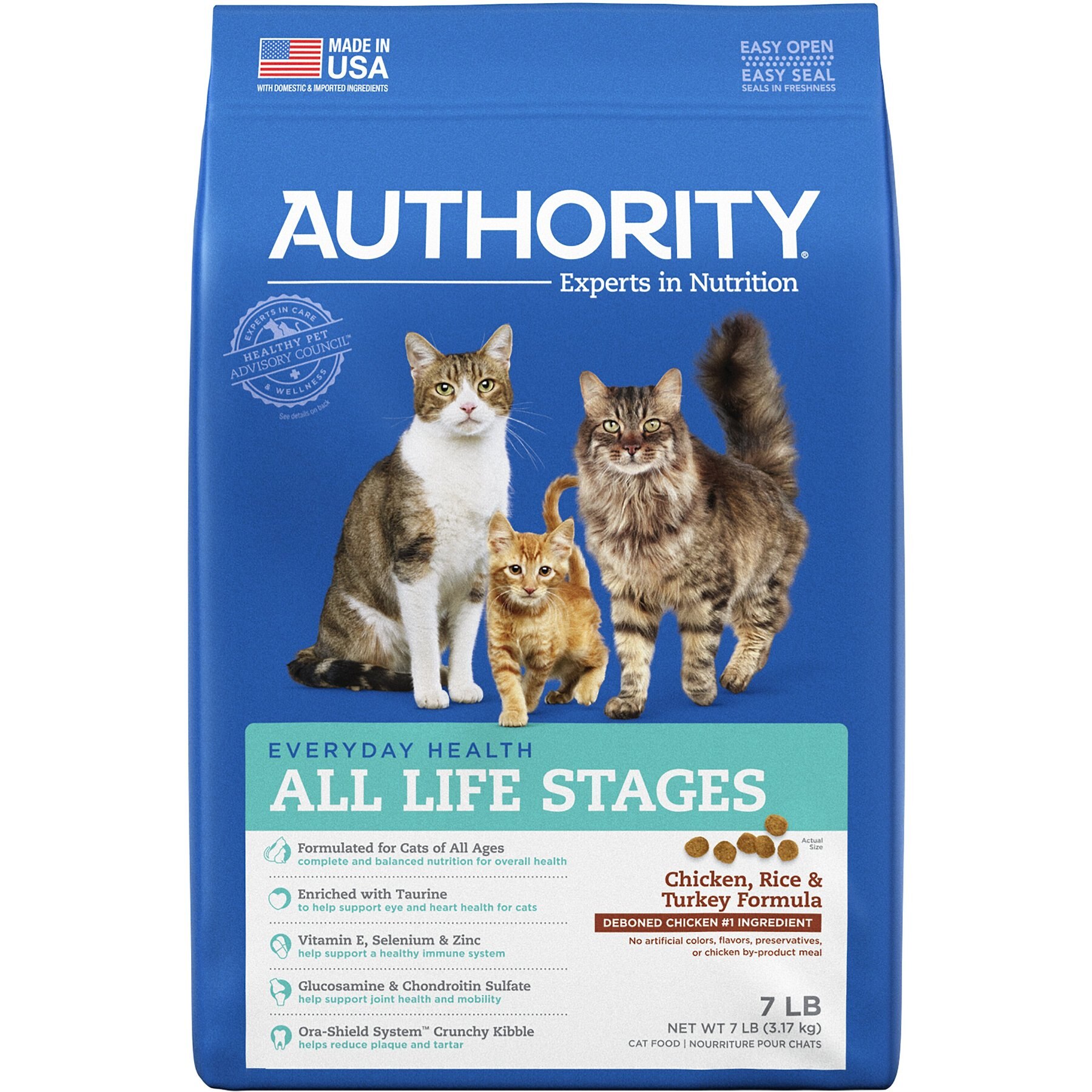 AUTHORITY Chicken Rice Turkey Formula Dry Cat Food 7 lb bag