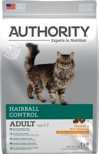 AUTHORITY Hairball Control Chicken Rice Formula Adult Dry Cat