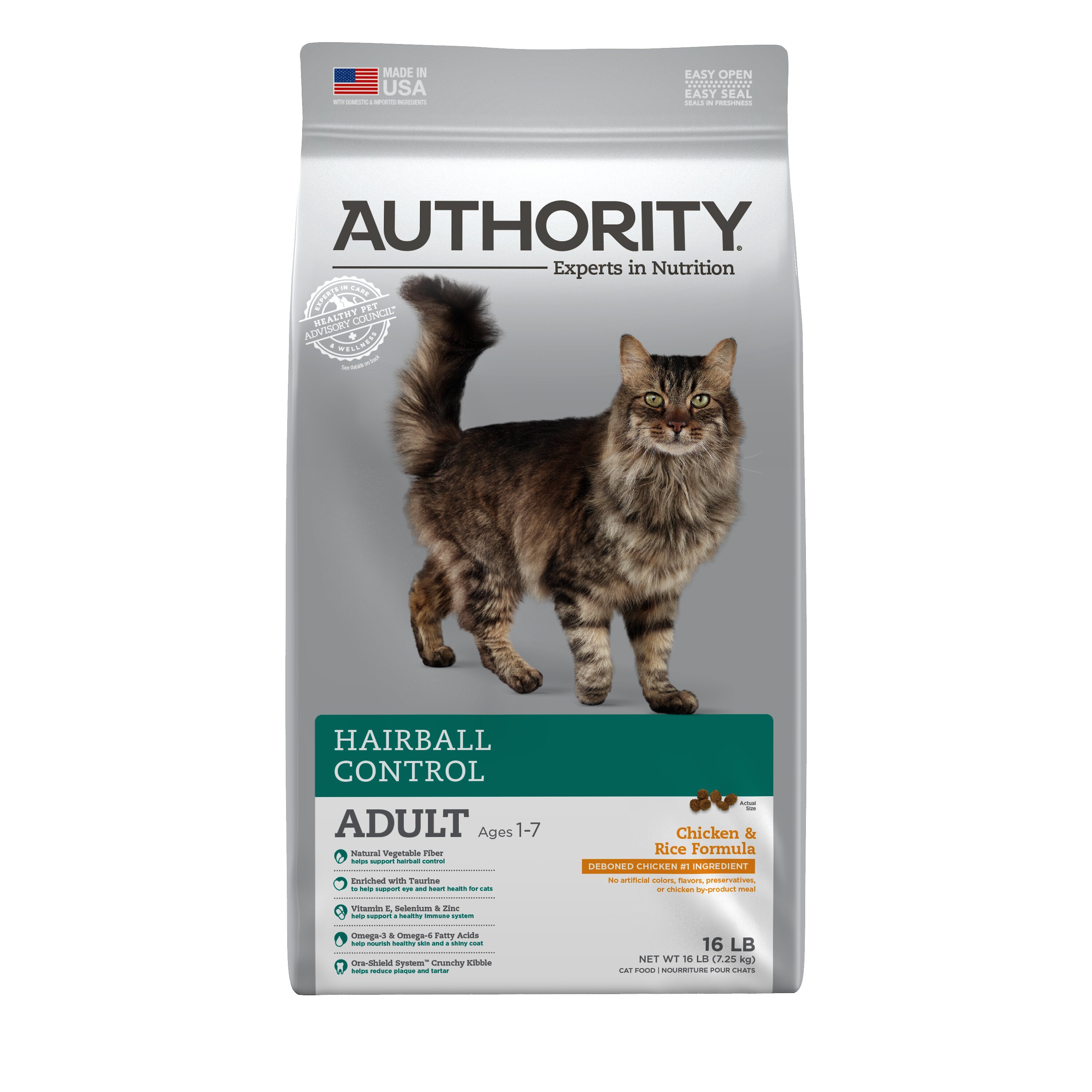 AUTHORITY Hairball Control Chicken Rice Formula Adult Dry Cat