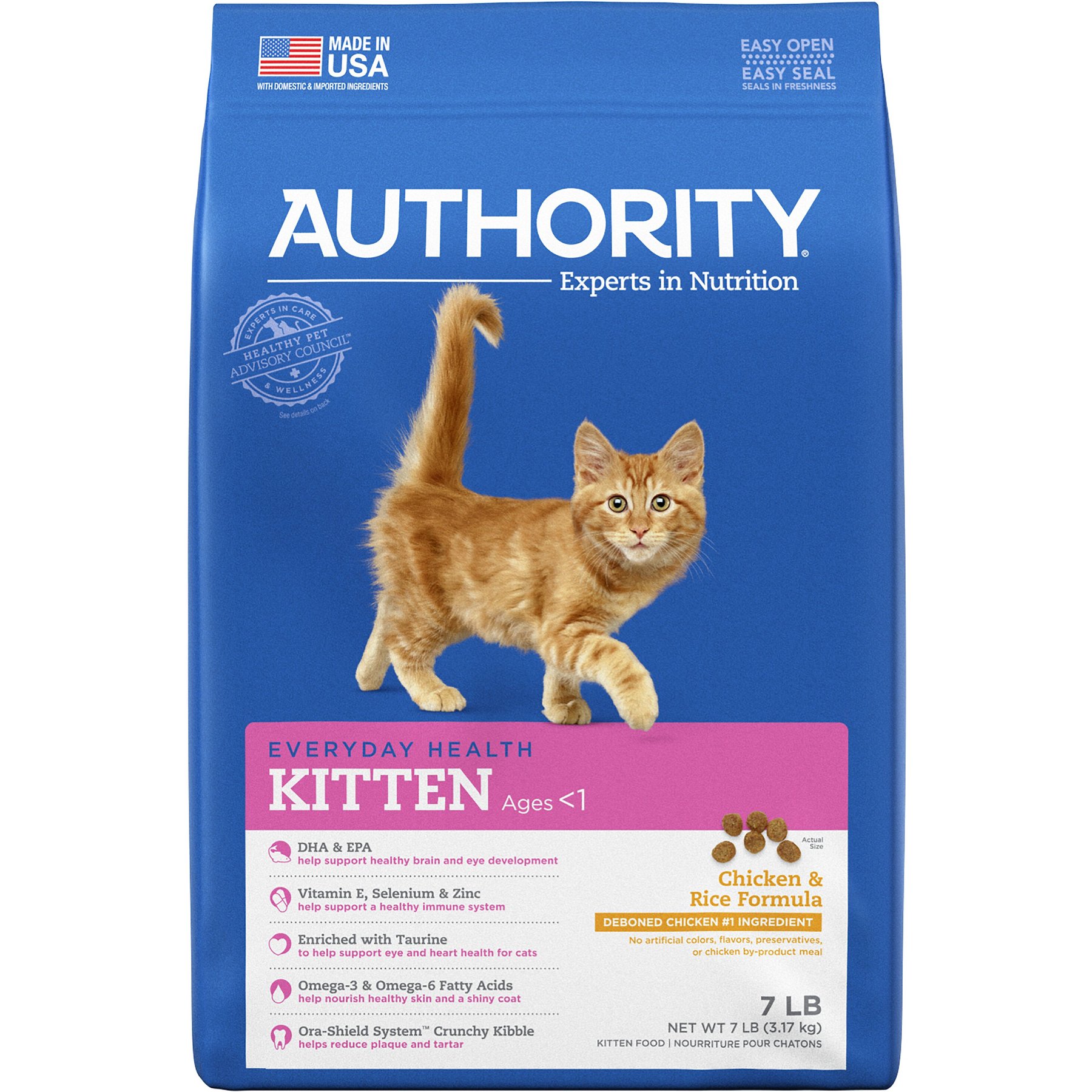 AUTHORITY Chicken Rice Formula Kitten Dry Cat Food 7 lb bag