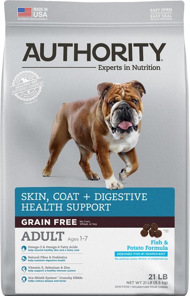 Authority Skin Coat Digestive Health Grain Free Fish Potato Formula Dry Dog Food