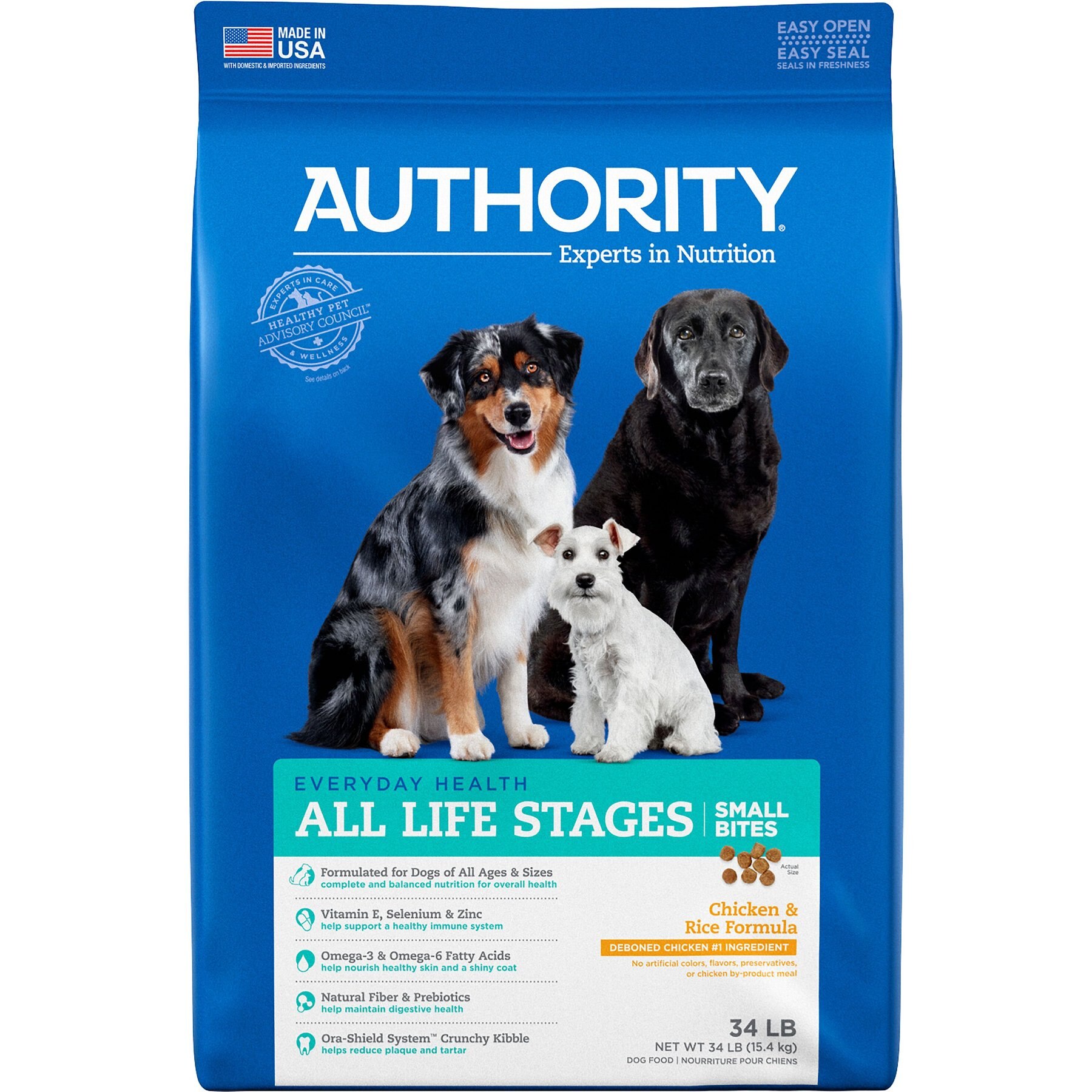 AUTHORITY Small Bites Chicken Rice Formula Dry Dog Food 34