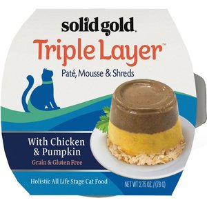 Solid Gold Triple Layer Mousse & Shreds with Real Chicken & Pumpkin Wet Cat Food, 2.75-oz, case of 6