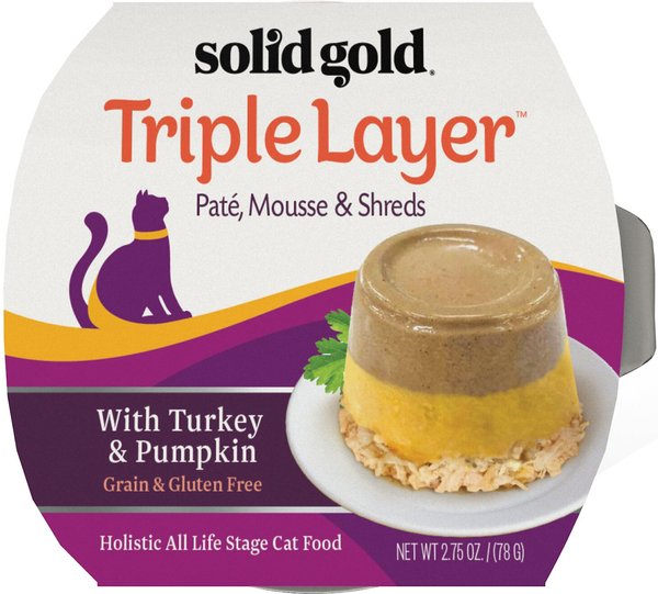 Solid Gold Triple Layer Mousse & Shreds with Real Turkey & Pumpkin Wet Cat Food, 2.75-oz, case of 6 slide 1 of 5