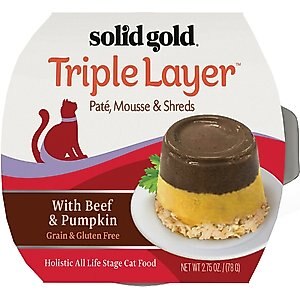 Solid Gold Triple Layer Mousse & Shreds with Real Beef & Pumpkin Wet Cat Food, 2.75-oz, case of 6