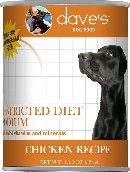 Dave's Pet Food Restricted Sodium Chicken Recipe Canned Dog Food, 13-oz, case of 12 slide 1 of 3