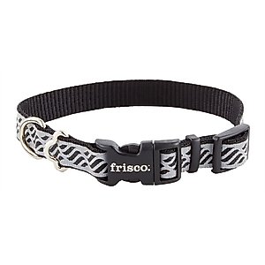 Frisco Patterned Polyester Reflective Dog Collar, Wavy Lines, S: 10 to 14-in neck, 5/8-in W
