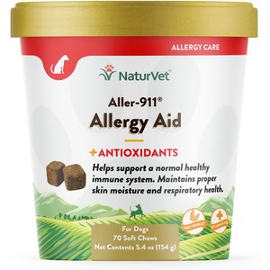NaturVet Aller-911 Plus Antioxidants Soft Chews Allergy Supplement for Dogs, 70 count