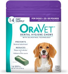 OraVet Hygiene Dental Chews for Medium Dogs, 25-50 lbs., 14 count slide 1 of 9