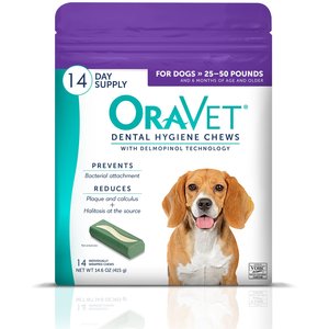 OraVet Hygiene Dental Chews for Medium Dogs, 25-50 lbs., 14 count