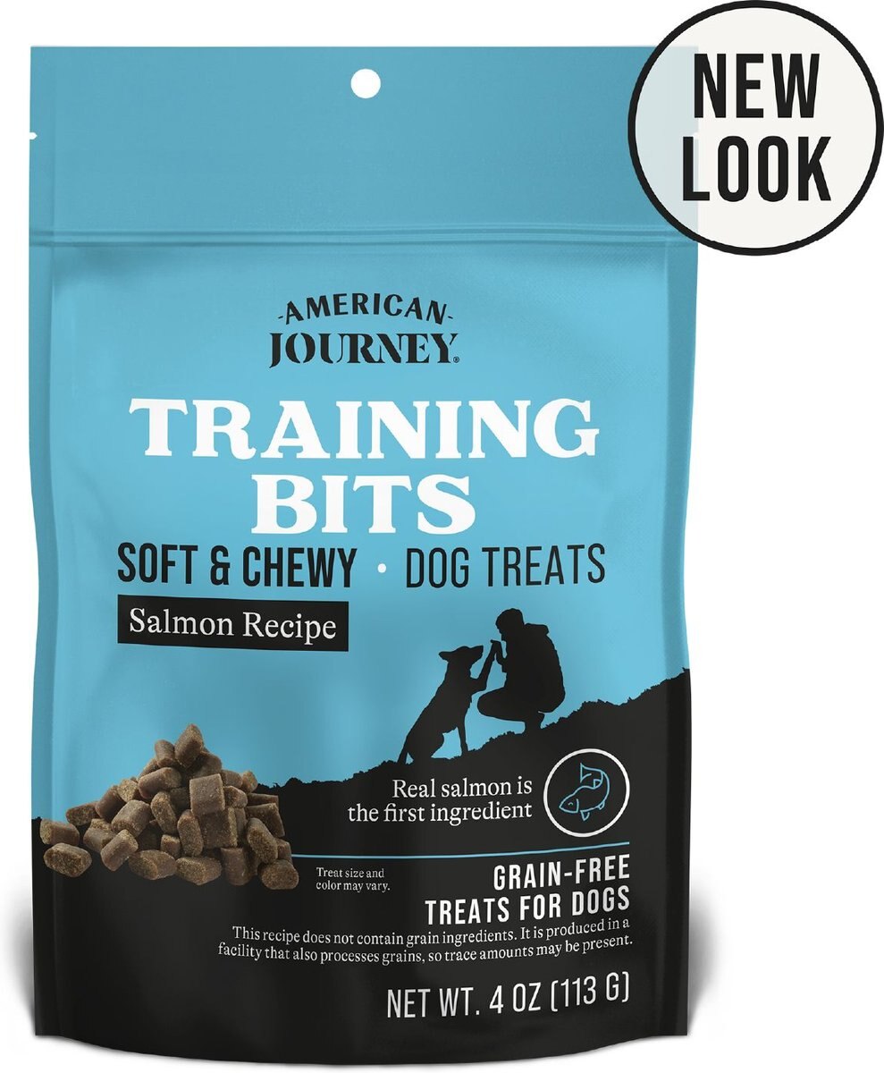 AMERICAN JOURNEY Salmon Recipe GrainFree Soft & Chewy Training Bits Dog Treats, 4oz bag