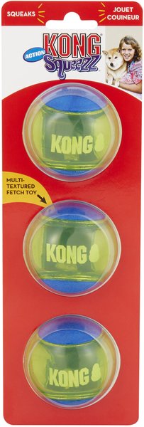 KONG Squeezz Action Ball Dog Toy, Blue, Medium slide 1 of 7