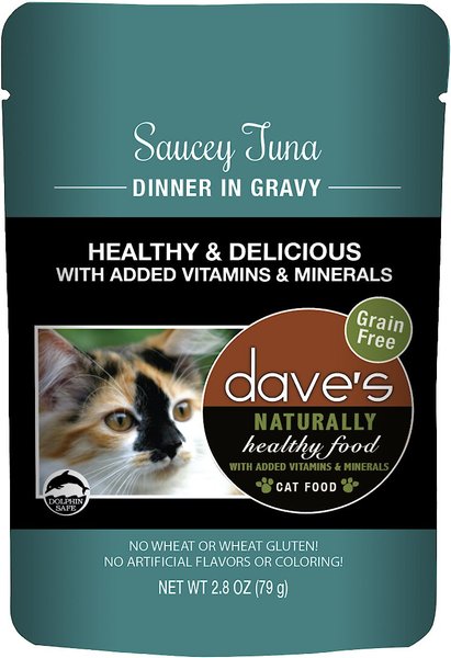 Dave's Naturally Healthy Sauccy Grain Free Tuna in Gravy Recipe Cat Food Pouch Dave's Naturally Healthy Sauccy Grain Free Tuna in Gravy Recipe Cat Food Pouch
