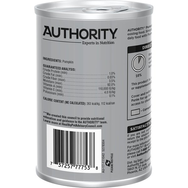 authority pumpkin puree for dogs