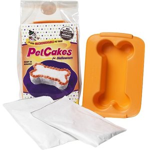 PetCakes Carob Flavor Microwavable Halloween Cake Mix Kit w/ Bone Shaped Dog Treat Pan, 6-oz bag