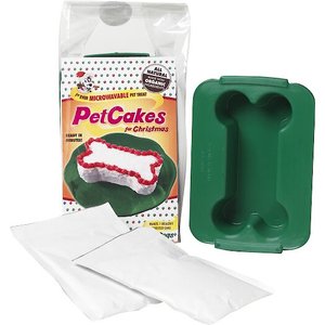 PetCakes Spice Flavor Microwavable Holiday Cake Mix Kit with Bone Shaped Pan Dog Treat, 7-oz bag
