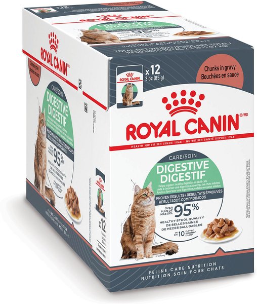 Royal Canin Feline Care Nutrition Digestive Care Adult Chunks in Gravy Pouch Cat Food, 3-oz, case of 12 slide 1 of 9