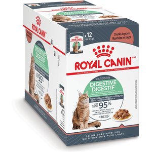 Royal Canin Feline Care Nutrition Digestive Care Adult Chunks in Gravy Pouch Cat Food, 3-oz, case of 12