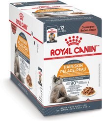 Royal Canin Feline Care Nutrition Hair & Skin Care Chunks in Gravy Pouch Cat Food, 3-oz, case of 12