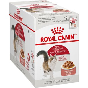 Royal Canin Adult Instinctive Chunks in Gravy Cat Food Pouches, 3-oz, case of 12