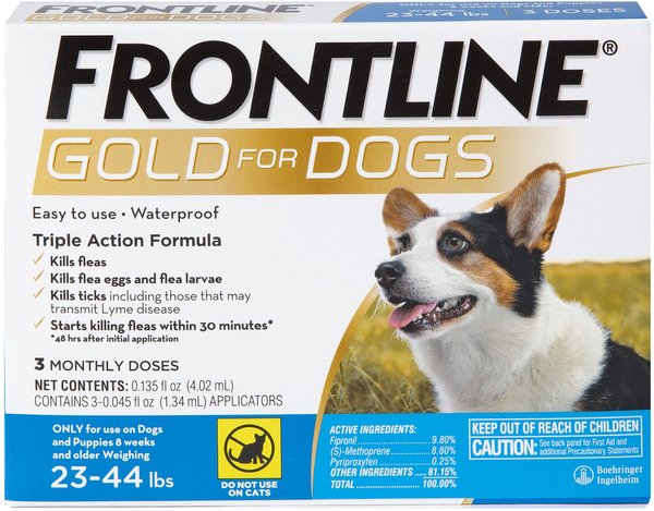 Frontline Gold for Dogs Flea & Tick Treatment (Medium Dog, 23-44 lbs.) 3 Doses (Blue Box) slide 1 of 10