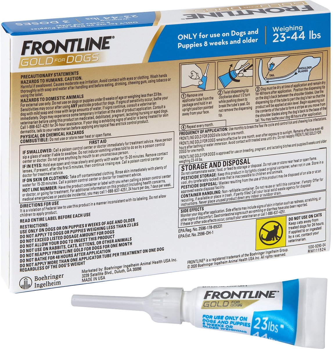 Frontline gold best sale for dogs application