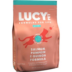 Lucy Pet Products formulas for Life Salmon, Pumpkin & Quinoa formula Grain-Free Dry Cat Food, 4-lb bag