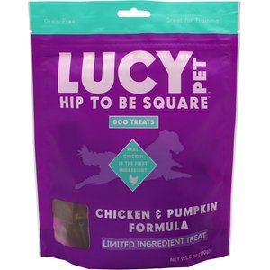 Lucy Pet Products Hip To Be Square Chicken & Pumpkin Formula Grain-Free Dog Treats, 6-oz bag