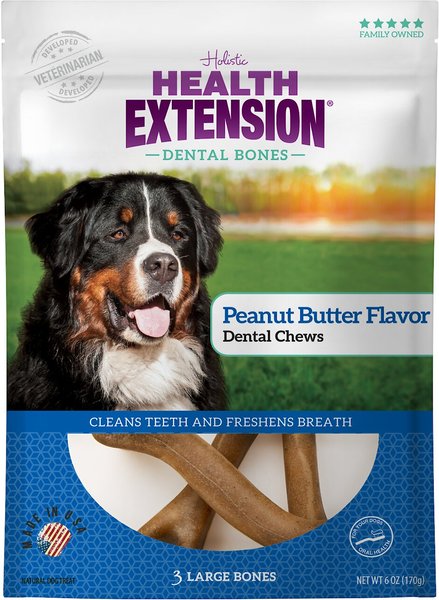 Health Extension Peanut Butter Flavored Large Dental Dog Treats, 3 count slide 1 of 9