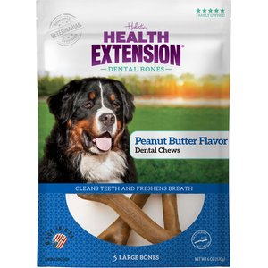 Health Extension Peanut Butter Flavored Large Dental Dog Treats, 3 count