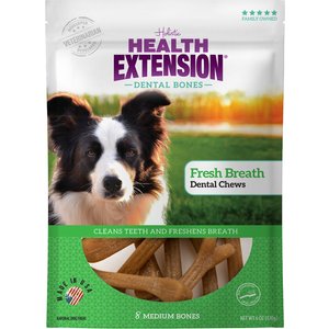 Health Extension Fresh Breath Mint Flavored Medium Dental Dog Treats, 8 count