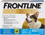 Frontline Gold for Dogs Flea & Tick Treatment (Medium Dog, 23-44 lbs.) 6 Doses (Blue Box)