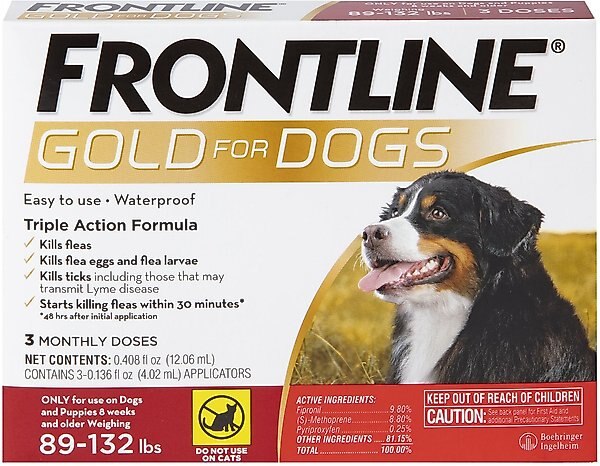 Frontline Gold for Dogs Flea & Tick Treatment (Extra Large Dog, 89-132 lbs.) 3 Doses (Red Box) slide 1 of 10