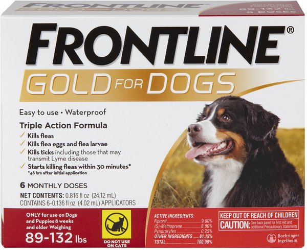 Frontline Gold for Dogs Flea Tick Treatment Extra Large Dog 89 132 lbs