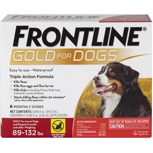 Frontline Gold Flea & Tick Treatment for Extra Large Dogs, 89-132 lbs, 6 Doses (6-mos. supply)