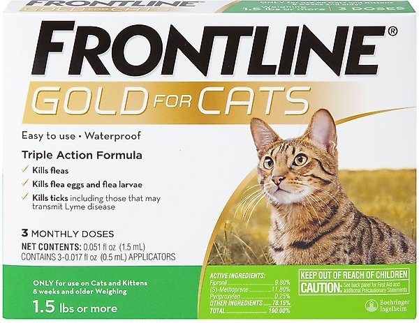 Show full view: Frontline Gold for Cats Flea & Tick Treatment (Cats over 1.5 lbs.) 3 Doses  slide 1 of 10