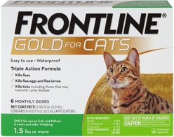 Frontline Gold for Cats Flea & Tick Treatment (Cats over 1.5 lbs.) 6 Doses 